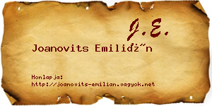 Joanovits Emilián névjegykártya